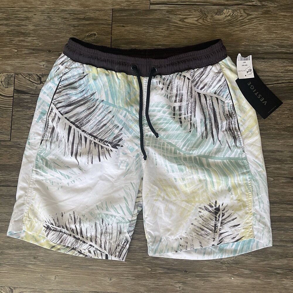 Vestige Tripical Tree Graphic Lined Swim Trunks Board Shorts Men Small NWT